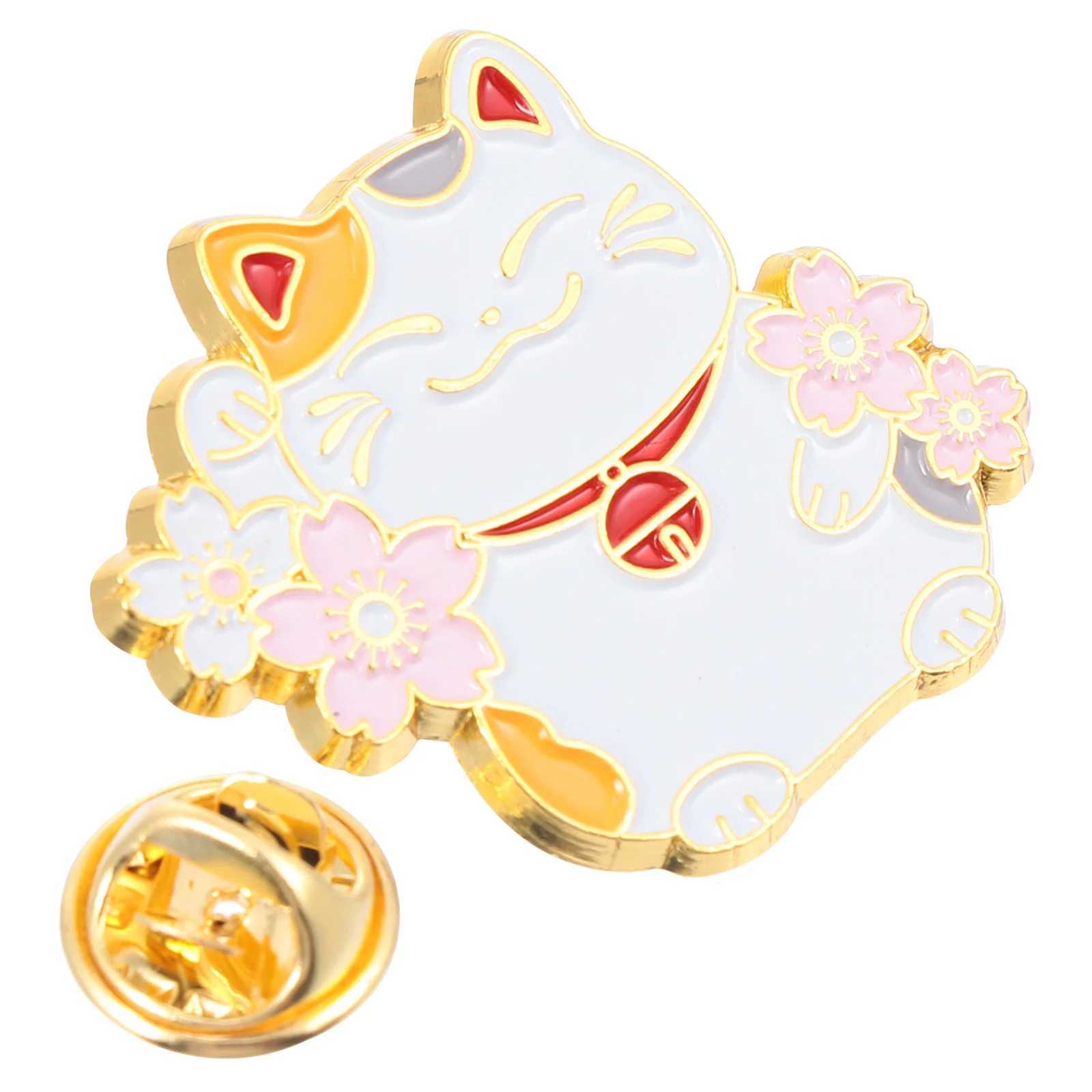 Wealth Cat Pin Japanese Style Brooch Alloy Breastpin Lucky Badge Baby Cute W240815