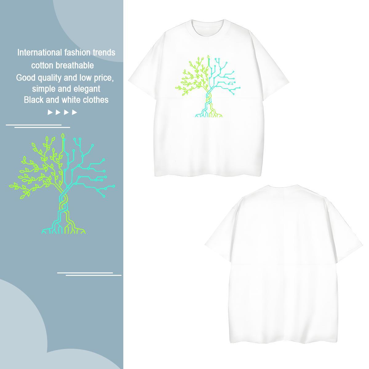 Man T Shirts 230g Cotton tree Casual Pure Cotton Anime Print Men Clothes T-Shirt Fashion Designer Free Shipping Tshirts
