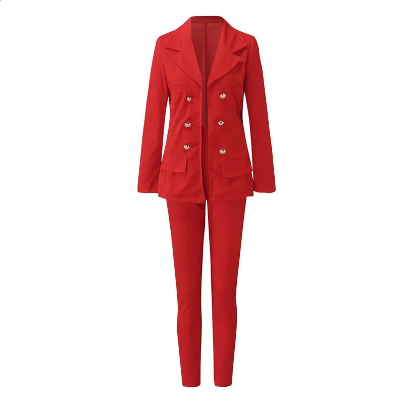 Women Two Pieces Pant Sets Formal Business Double Breasted Blazers Jacket Pants 2 Piece Set Elegant Ladies Suits Office Lady 240814