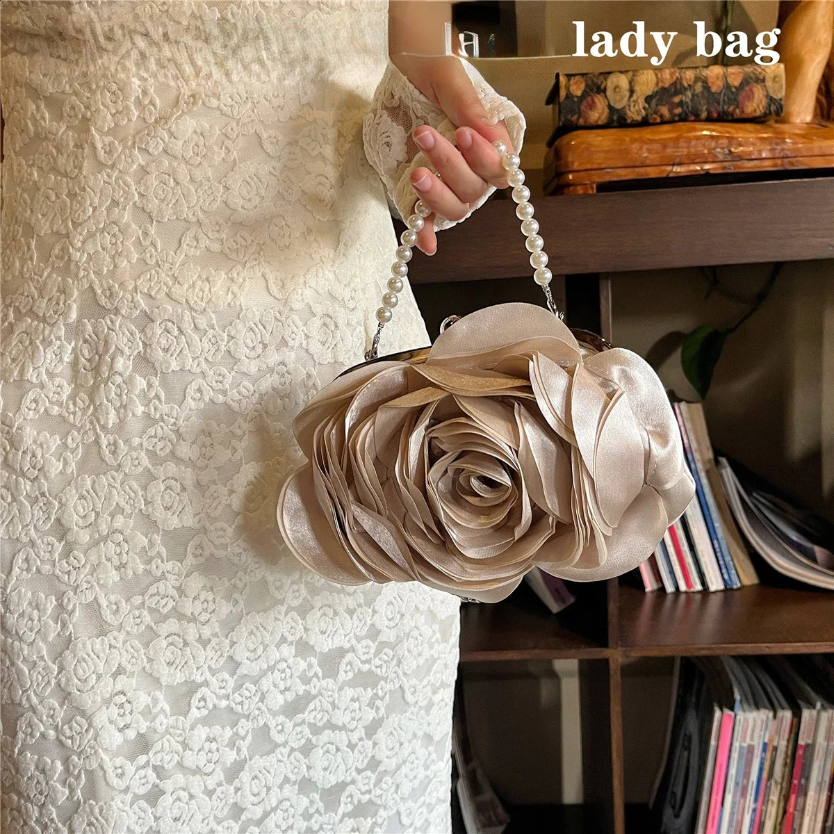 Evening Bag Fashion Flower Clutch Bag Women Wedding Handbag Pearl handle Lady Clutches Wallet Shoulder Chain Bag 240813