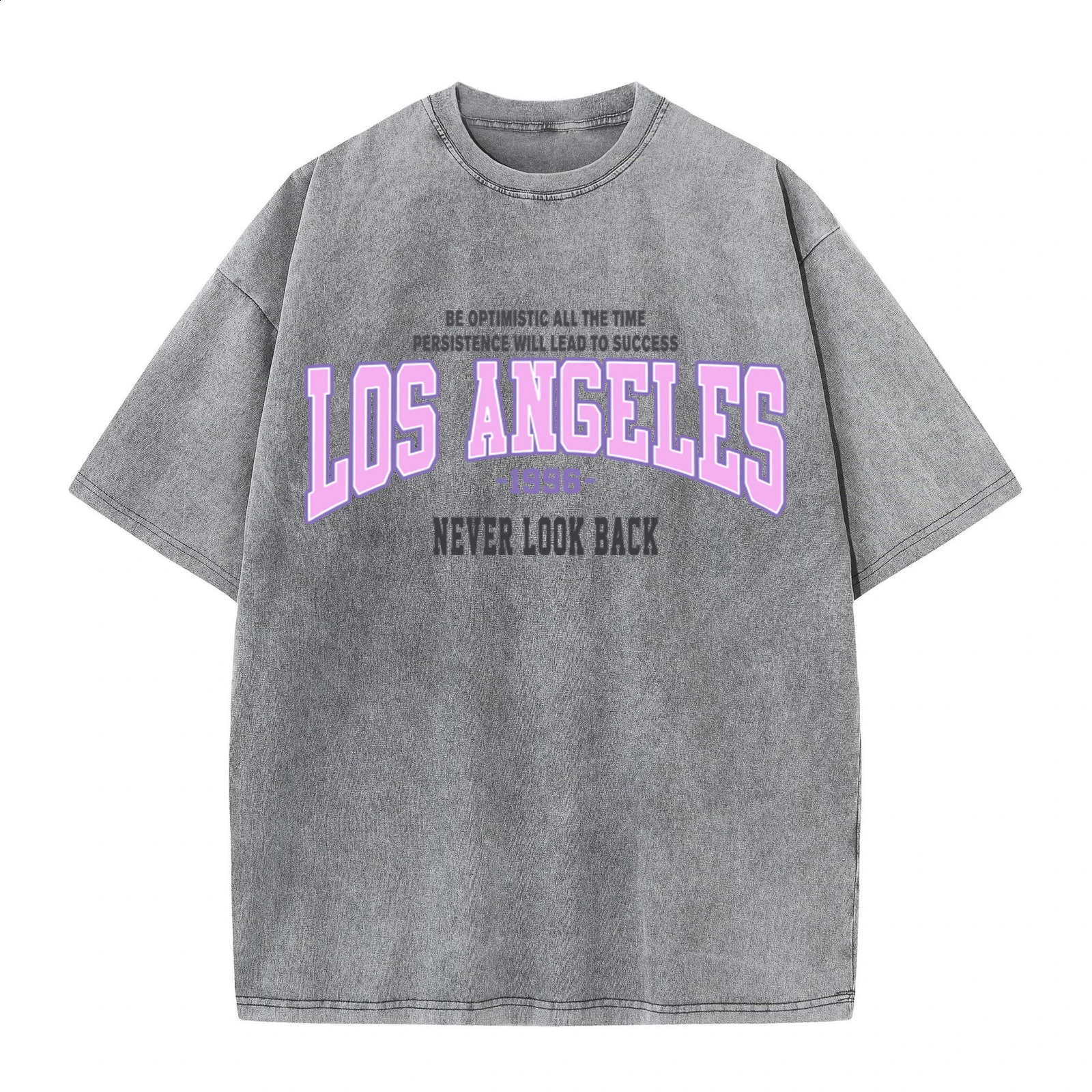 Womens cotton washed Tshirt trend loose Los Angeles 1996 printed short sleeved summer street womens clothing 240814