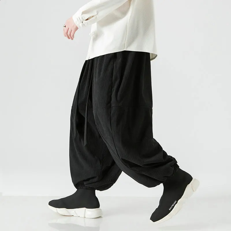 Streetwear Wide Leg Casual Pants Men Loose Fashion Jogging Sweatpants Solid Color Harem Pants Harajuku Streetwear Large Size 240814