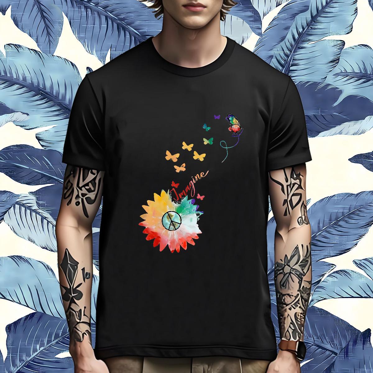 Popular Men T Shirts Butterfly Breathable Soft Spring Summer Black White 100% Cotton 230g Men Tshirts Free Shipping Clothings