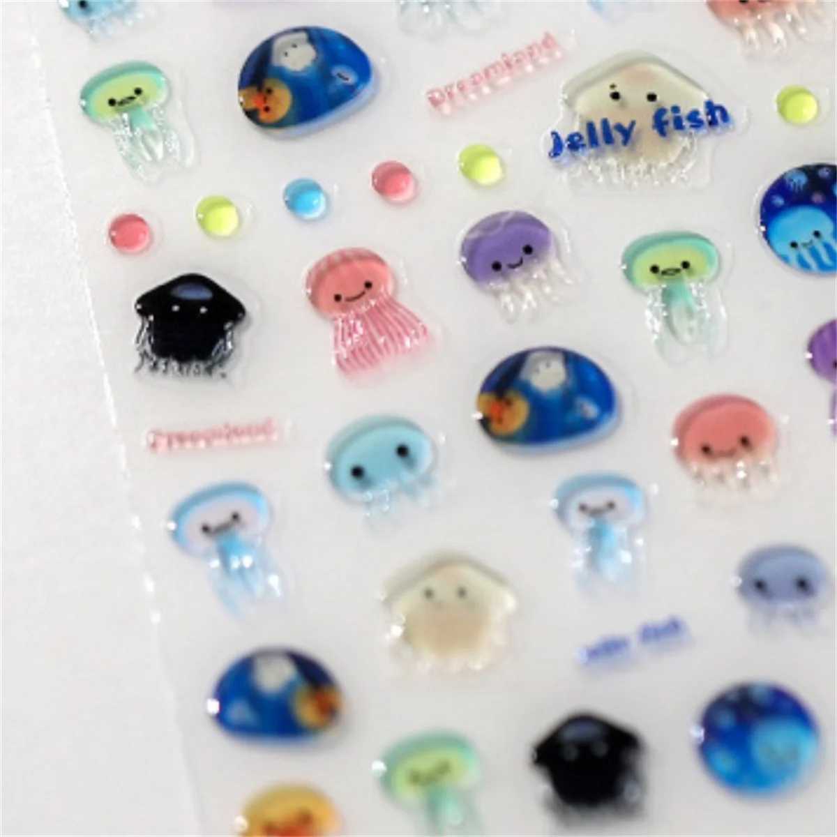 1pcs 5D Kawaii Jelly Series Nail Art Stickers Blue Jellyfish Adhesive Nail Art Decorations Stickers Hot Stamping Manicure DecalsXJ240814