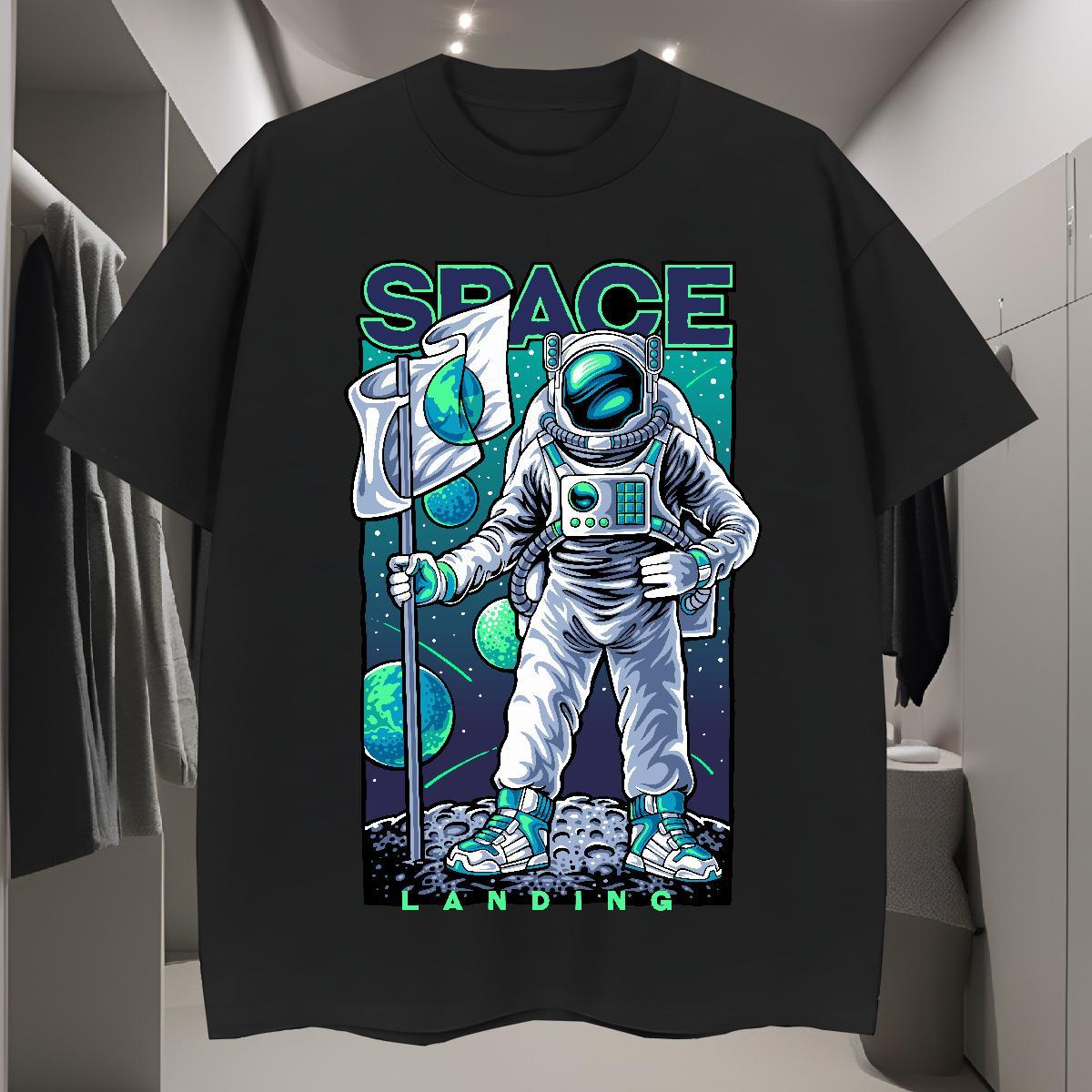 T Shirts Men 100% Cotton 230g universe Sports Casual Breathable Short Sleeve White Plus Size Men Tshirts Fashion Casual TOP Quality Wear