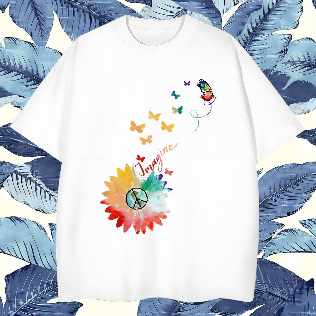 Popular Men T Shirts Butterfly Breathable Soft Spring Summer Black White 100% Cotton 230g Men Tshirts Free Shipping Clothings