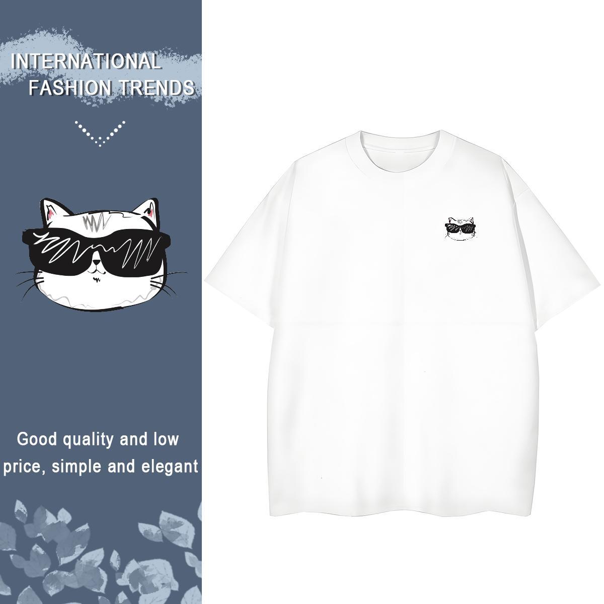 Unisex cat T-Shirts Daily Outfit Couples T Shirts 230g Pure Cotton Factory Direct Breathable Short Sleeve Customized Tees Shirts