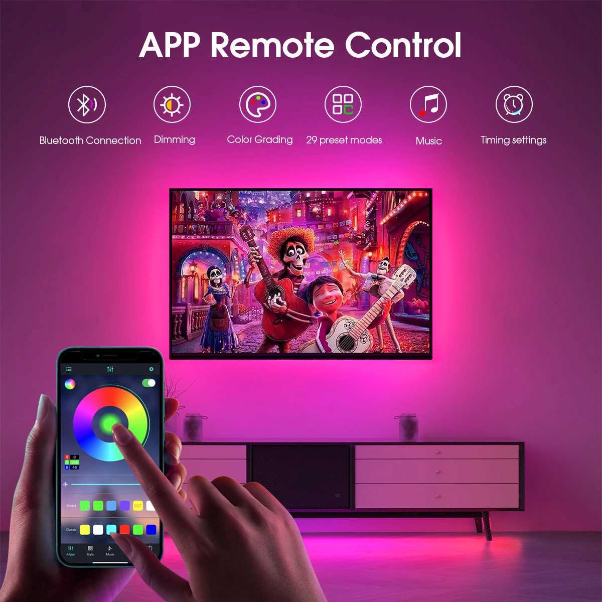 USB 5V RGB Neon LED Light Waterproof Neon Strip Light Tape Silicone Tube With Bluetooth App LED Controller For Bed Room Deocor CL240815