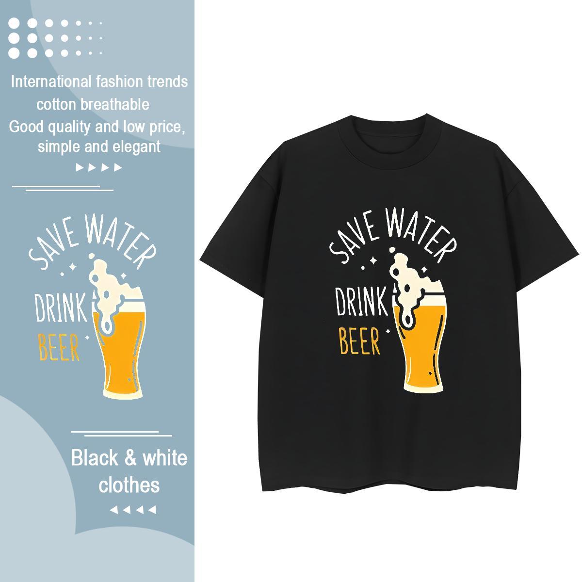 High Quality Mens T Shirts cheers O-Neck Short Sleeve Beach Graphic 100% Cotton 230g Tshirts Fashion Design Top Tees