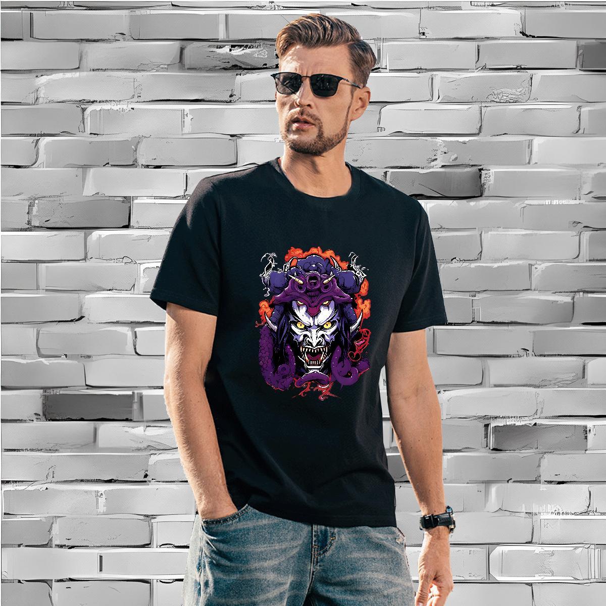 Man T Shirts 230g 100% Cotton Terror, Purple Dragon,Flame Hip Hop Street Crew Neck Plus Size Custom Tshirts Designer Soft Tees Shirts