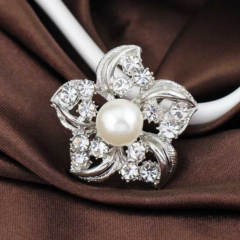 Womens fashion flower pearl rhinestone galvanized brooch wedding bride brooch W240815