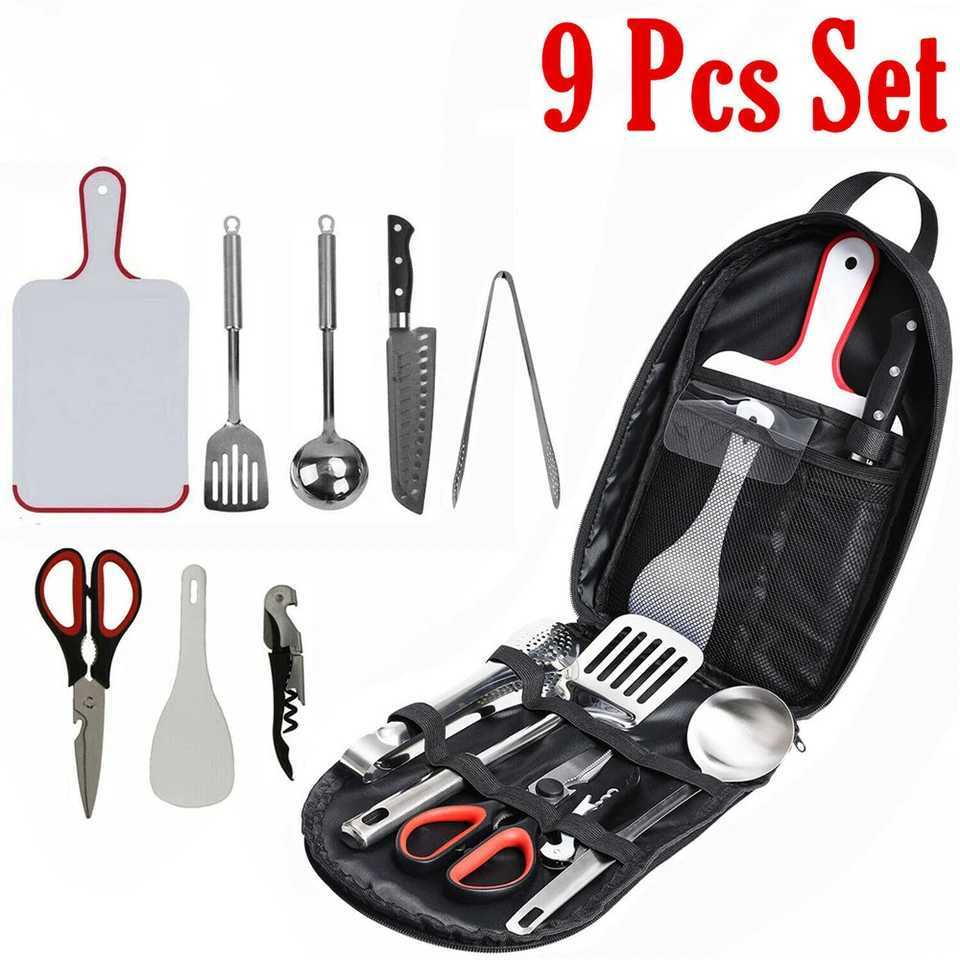 9-piece barbecue set barbecue accessory kit outdoor camping professional natural hill barbecue kitchenware kitchen utensilsX240815
