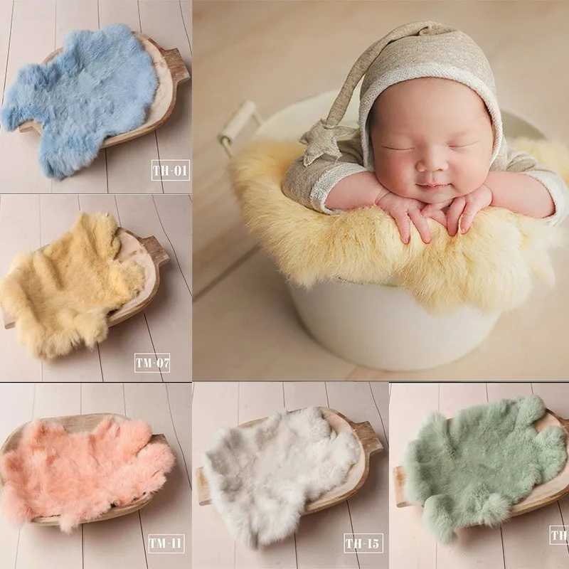 Newborn rabbit fur for baby photography propsbasket filler cushion blanket Y240815