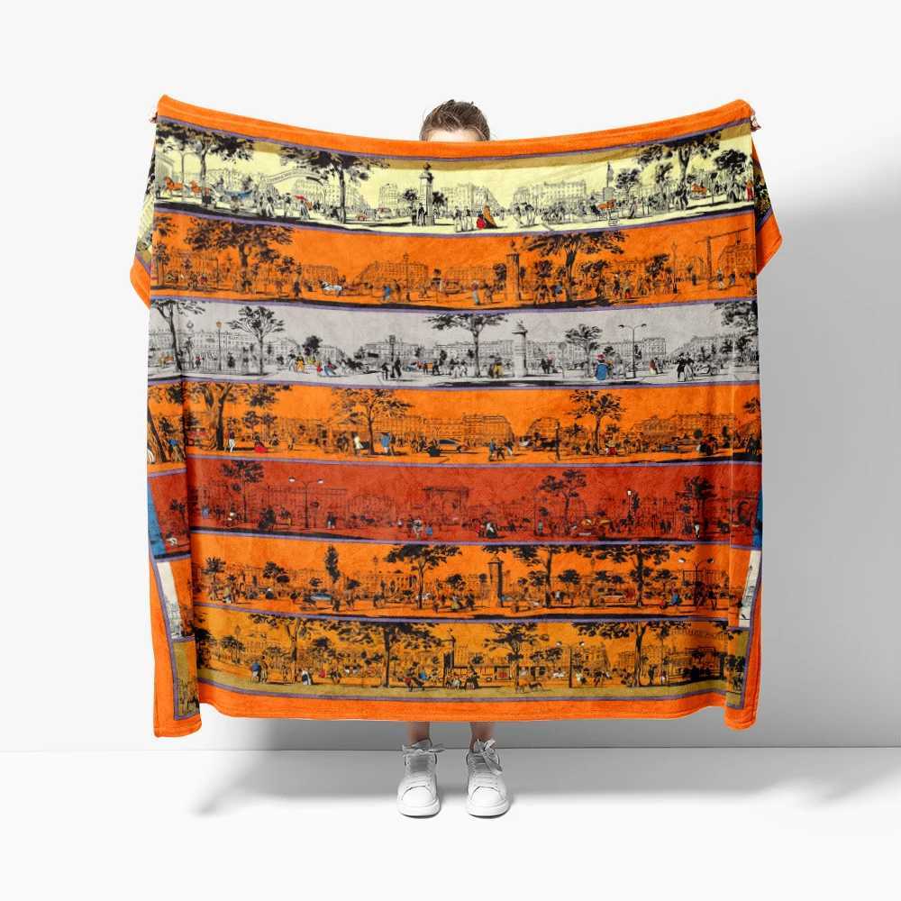 Nordic High End Orange Blanket Soft Flannel Blanket Breathable Super Warm Bedding and Travel Blanket Bed Blanket Customizable Y240815