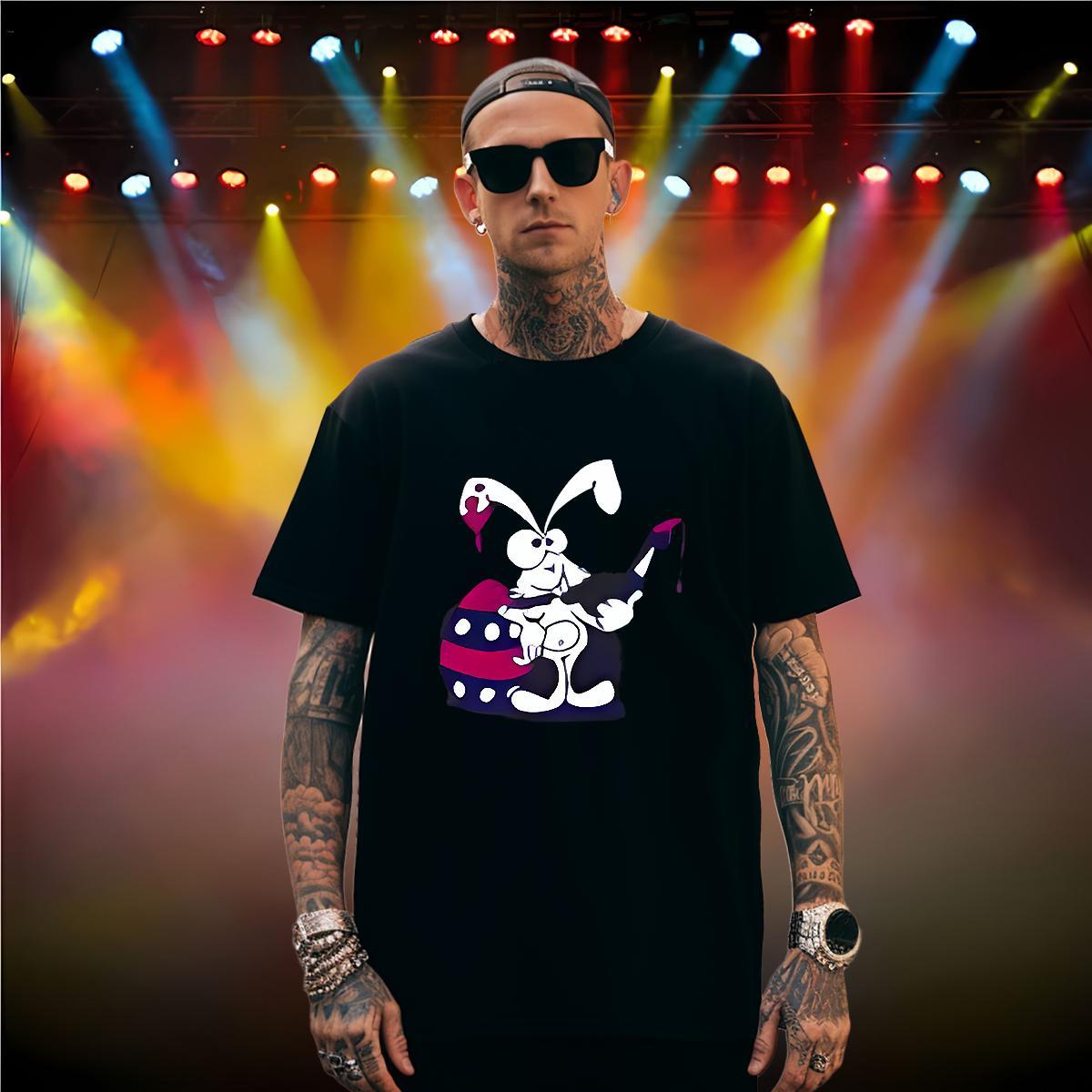 Brand T shirt rabbit Round Neck Short Sleeve Outdoor White Plus Size 230g Pure Cotton Men Clothes T-Shirt Classic Tshirts