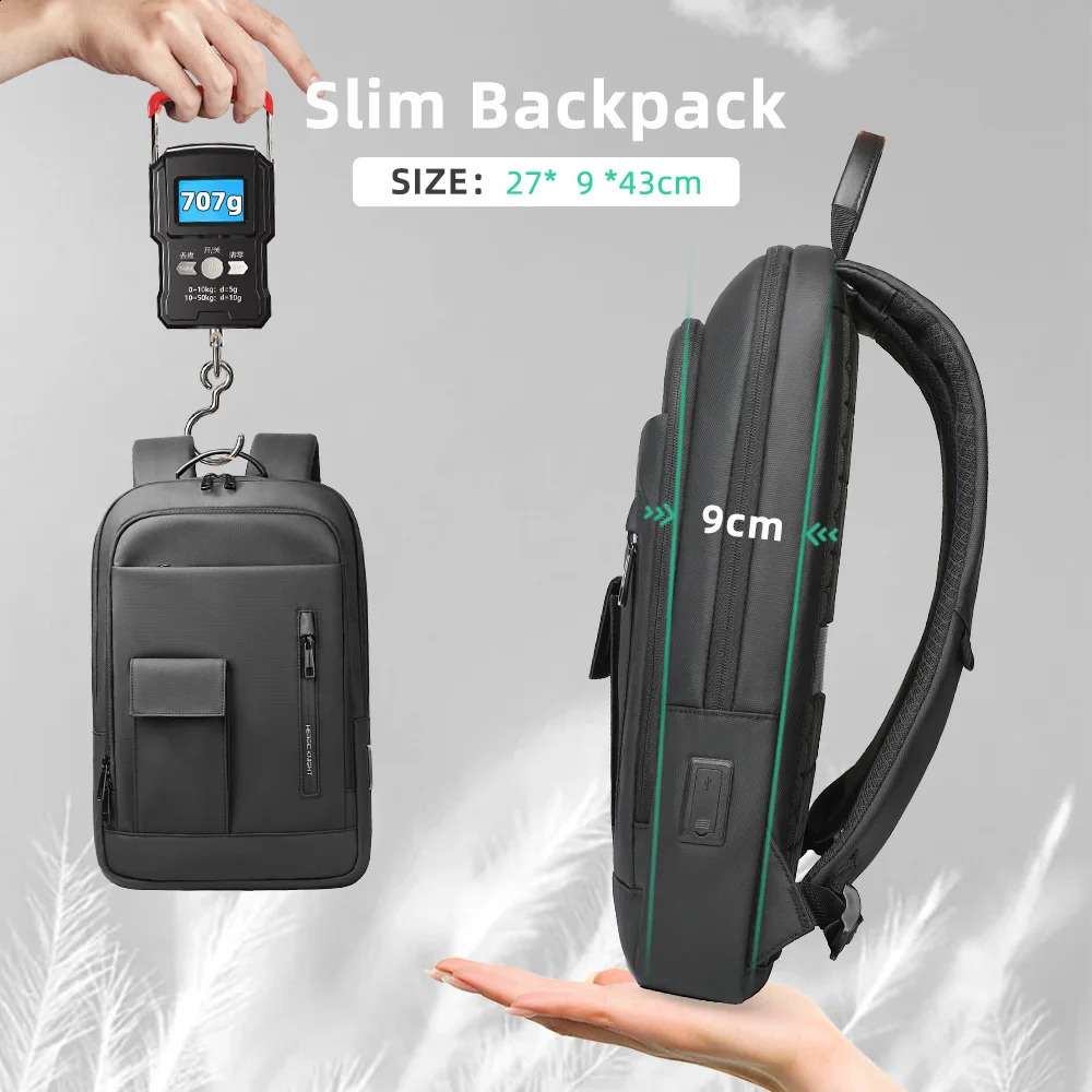 Heroic Knight Trend Backpack Men Multifunction Work Backpack for 15.6 Laptop Waterproof Slim Business Bag College Bag Male 240813