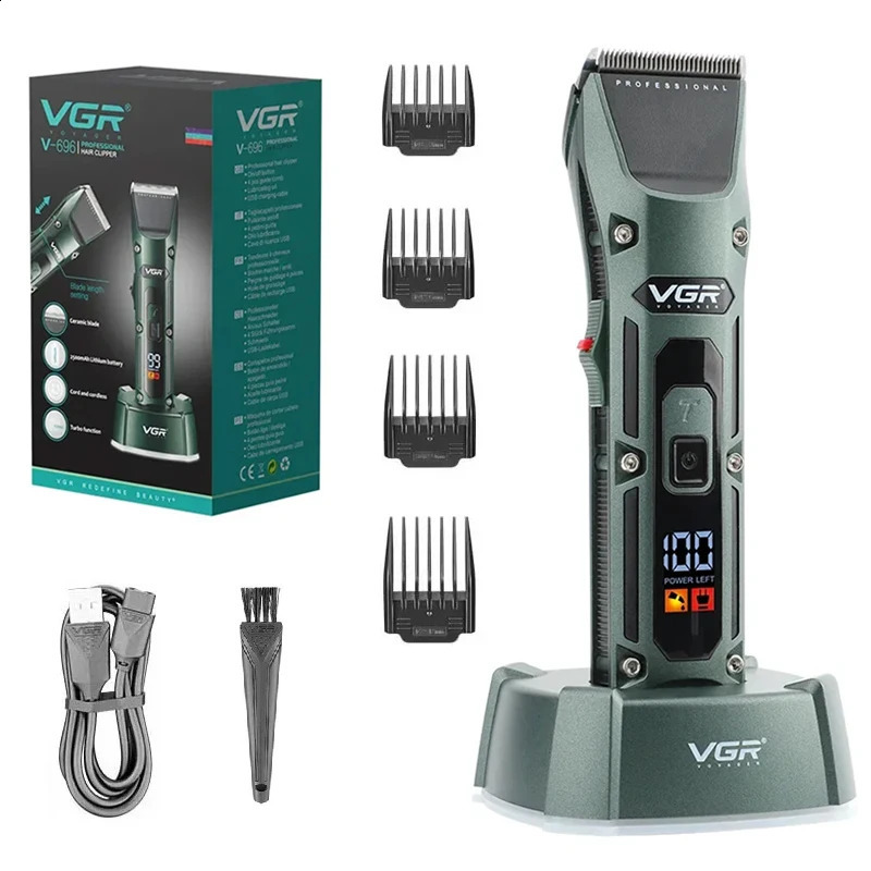 Original VGR V-696 Trimmer Cordless Hair Clipper Professional Hair Clipper Electric Hair Clipper Mens Digital Display Hair Clip 240808