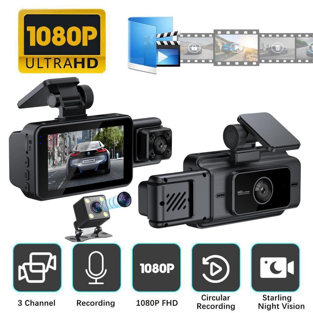3 Channel Dash Cam Cars Black Box 1080P Video Recorder Rear View Camera for Vehicle Car DVR car accessories