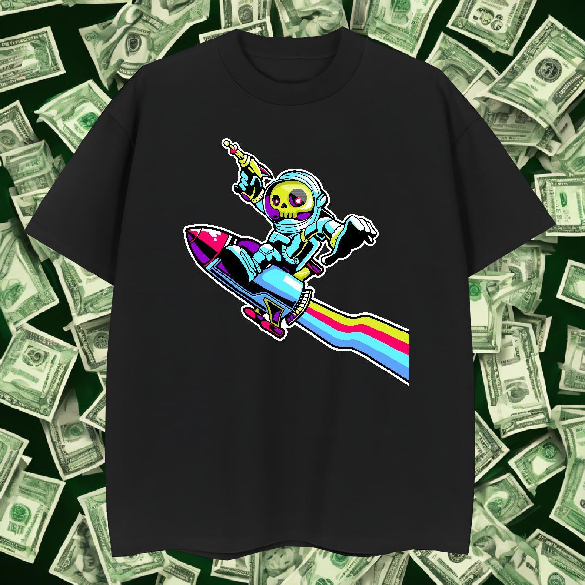 Men T Shirts 230g 100% Cotton cosmonaut Anime Printing Street Breathable Crew Neck Plus Size Custom Couples T Shirts New Designer Loose Fit Tops
