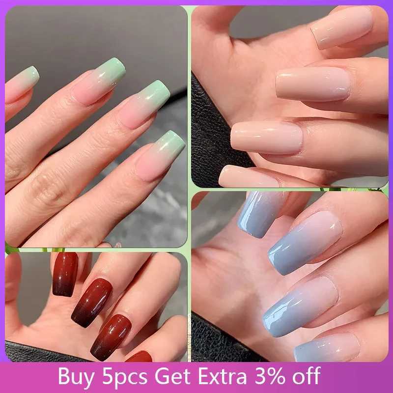 Gradient Color Nail Stickers Baking Free Salon Finished Nail Patch Full Cover Adhesive Nail Wraps DIY Nail Art Manicures DecorsXJ240814
