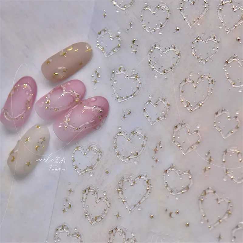 1pcs Jelly Nail Stickers Shiny French Ice Crystal Stars Love Self Adhesive Stickers For Nails DIY Valentines Day Decorat DecalsXJ240814