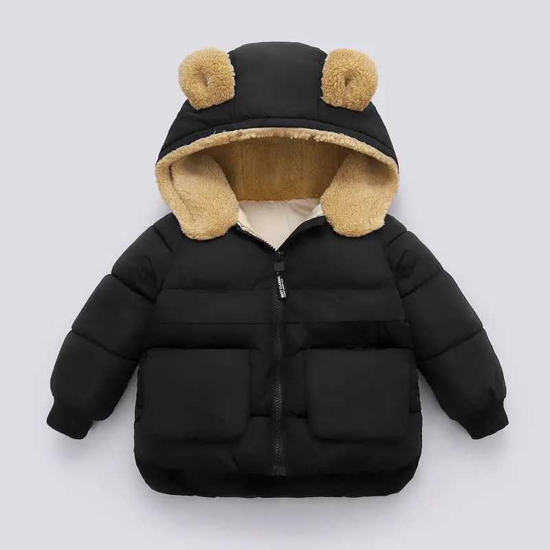 2024 Autumn Winter Preschool Clothing Baby Boys and Girls Hooded Cashmere Down Jacket Casual Warm Coat Childrens Clothing W240814