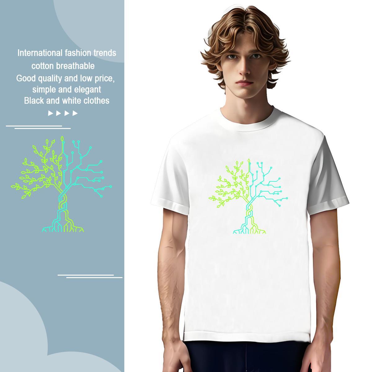 Man T Shirts 230g Cotton tree Casual Pure Cotton Anime Print Men Clothes T-Shirt Fashion Designer Free Shipping Tshirts