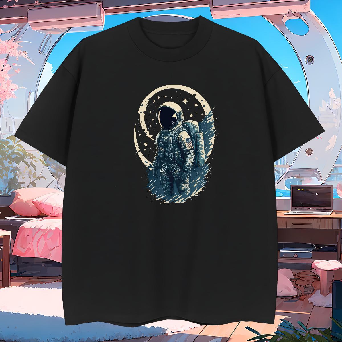 T-Shirts 230g 100% Cotton universe Beach Crew Neck Custom Cartoon Men Tshirts Wholesale Loose Fit Polos