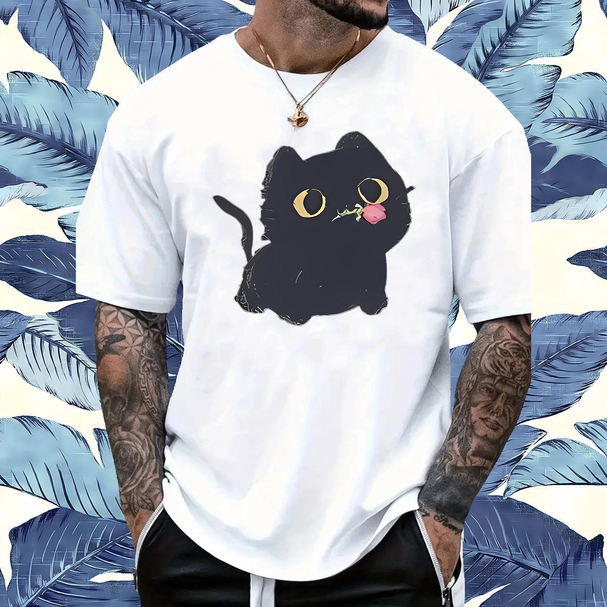 Loose Fit cute T Shirt For Man Summer Casual Men Tops Tees 230g 100% Cotton Casual New Breathable Crew Neck Anime Tees Shirts