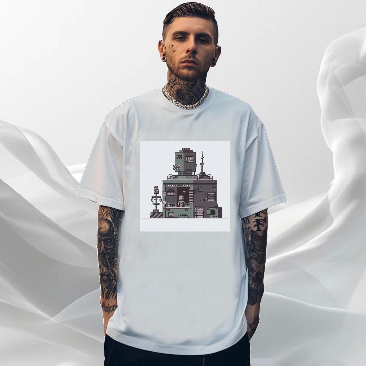 Cool Design Couples T Shirts Hip Hop Street 100% Cotton 230g DIY Logo Oversized Round Neck Short Sleeve robot T shirt 2024 DIY Polos