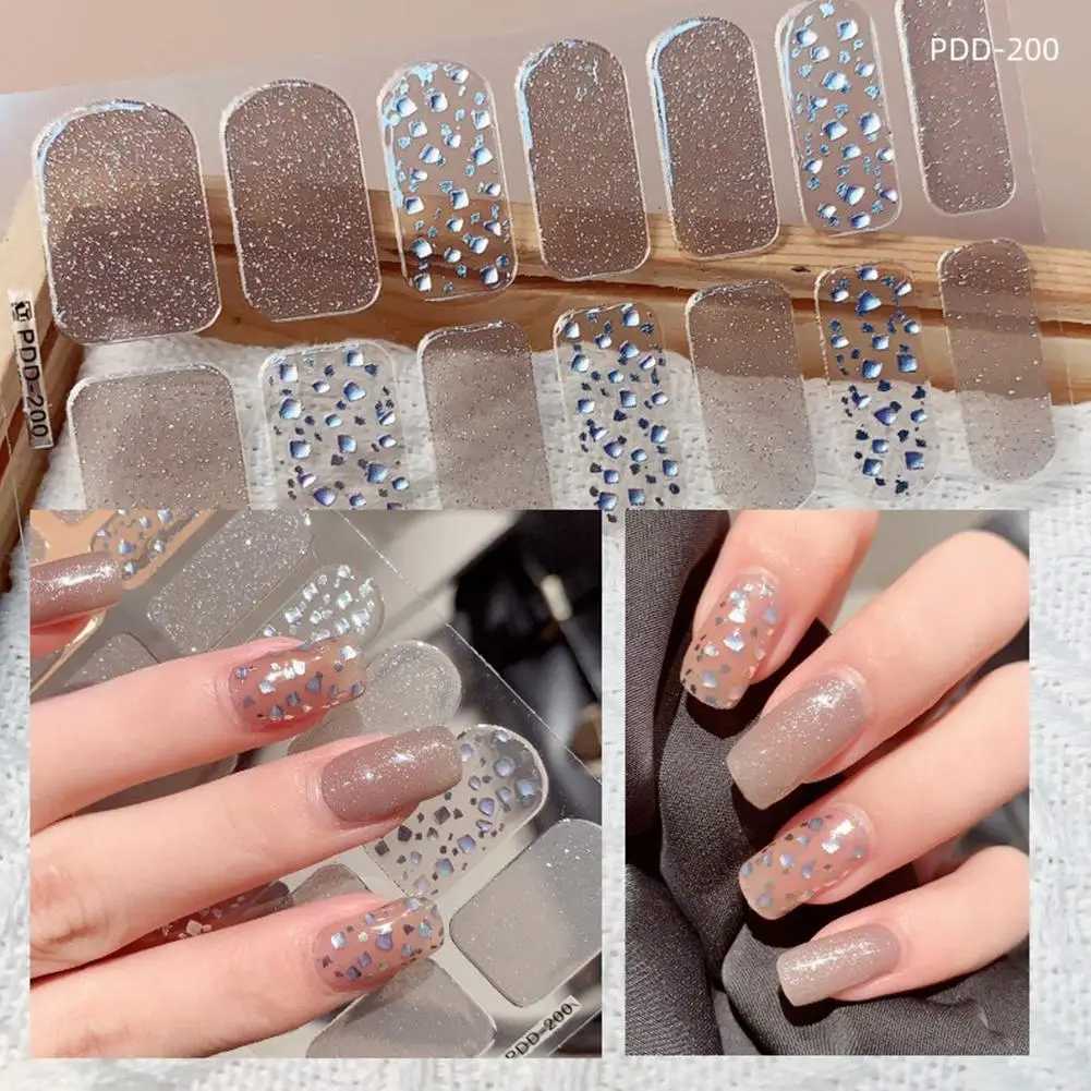 Nail Stickers Semi Cured uas gel Nail Strip Sticker Nail Gel Waterproof Lamp Gel Cured Decals Wraps Polish Nail G4Q6XJ240814