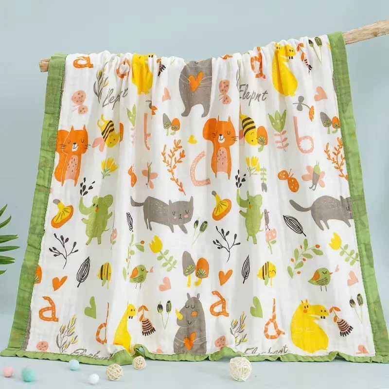 1Muslin Boy Girl Kids Children Sleep Blanket Swaddle Bath Towel 100% Cotton Soft Lightweight Warm Newborn Wrap Baby Blanket Y240815