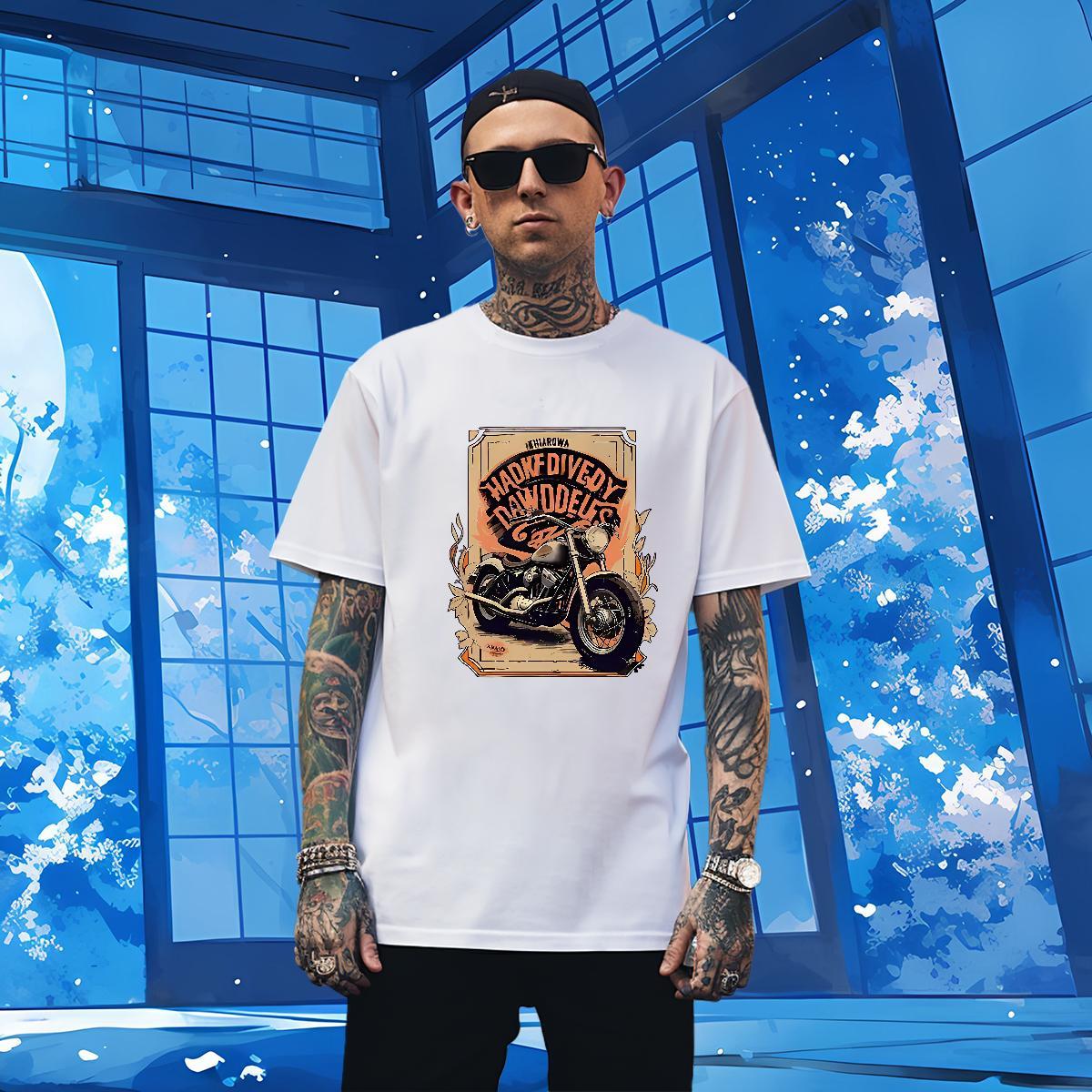 Wholesale Motorcycle Men T Shirts Home Outdoor Tshirt for Man Woman 100% Cotton 230g 2024 New Short Sleeve Soft Anime Tops Tees