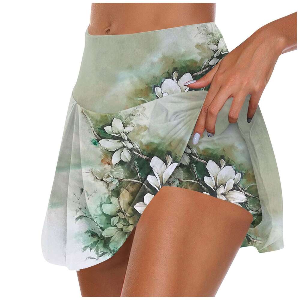 Athletic Women'S Stretchy Pleated Tennis Skirts Run Yoga Inner Shorts Elastic Sports Golf Skorts Vestidos Para Ropa Mujer