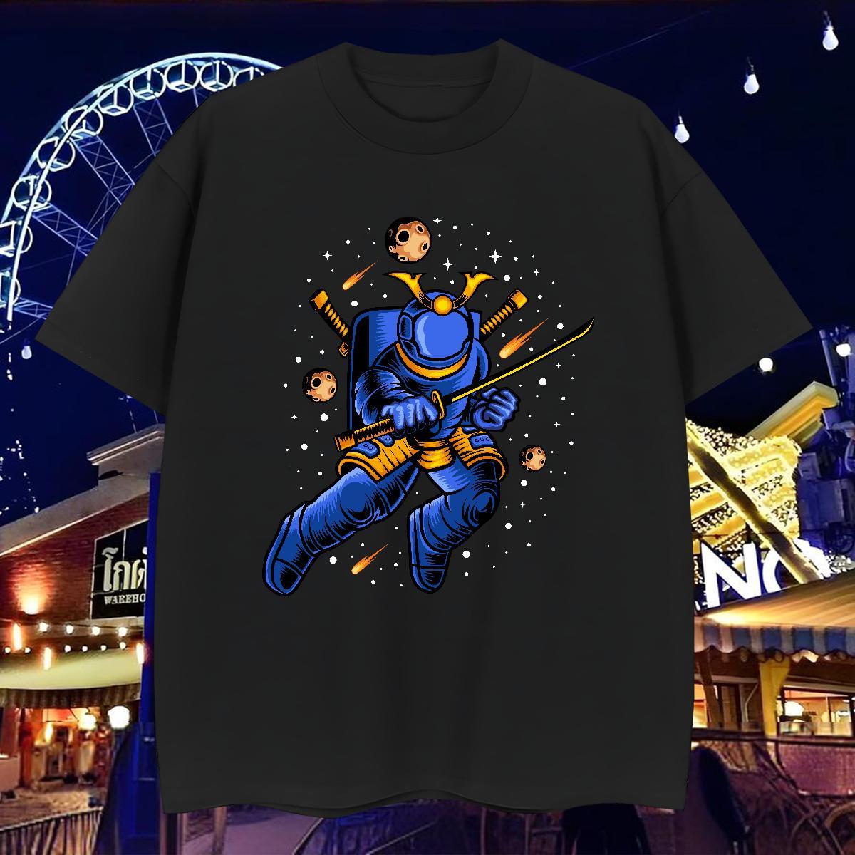 T shirt 230g 100% Cotton outer space Street Casual Breathable Crew Neck Custom Big Size Tshirts Casual New Cool Design Clothes