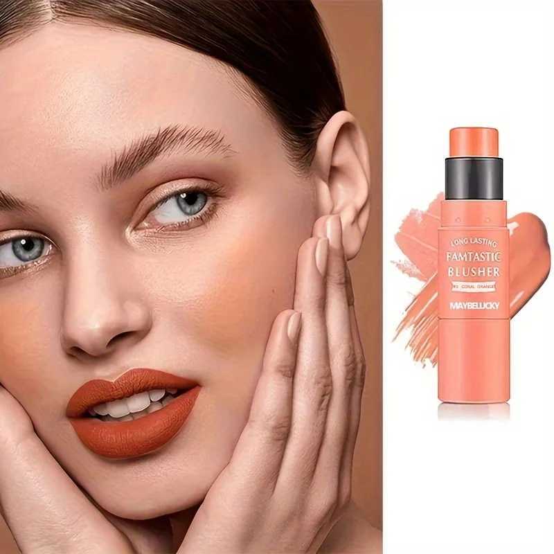 Blush Stick With Brush Makeup Cream Blusher Contour Face Cosmetics Gel Smooth Gentle Blendable Waterproof Facial Makeup Y240815