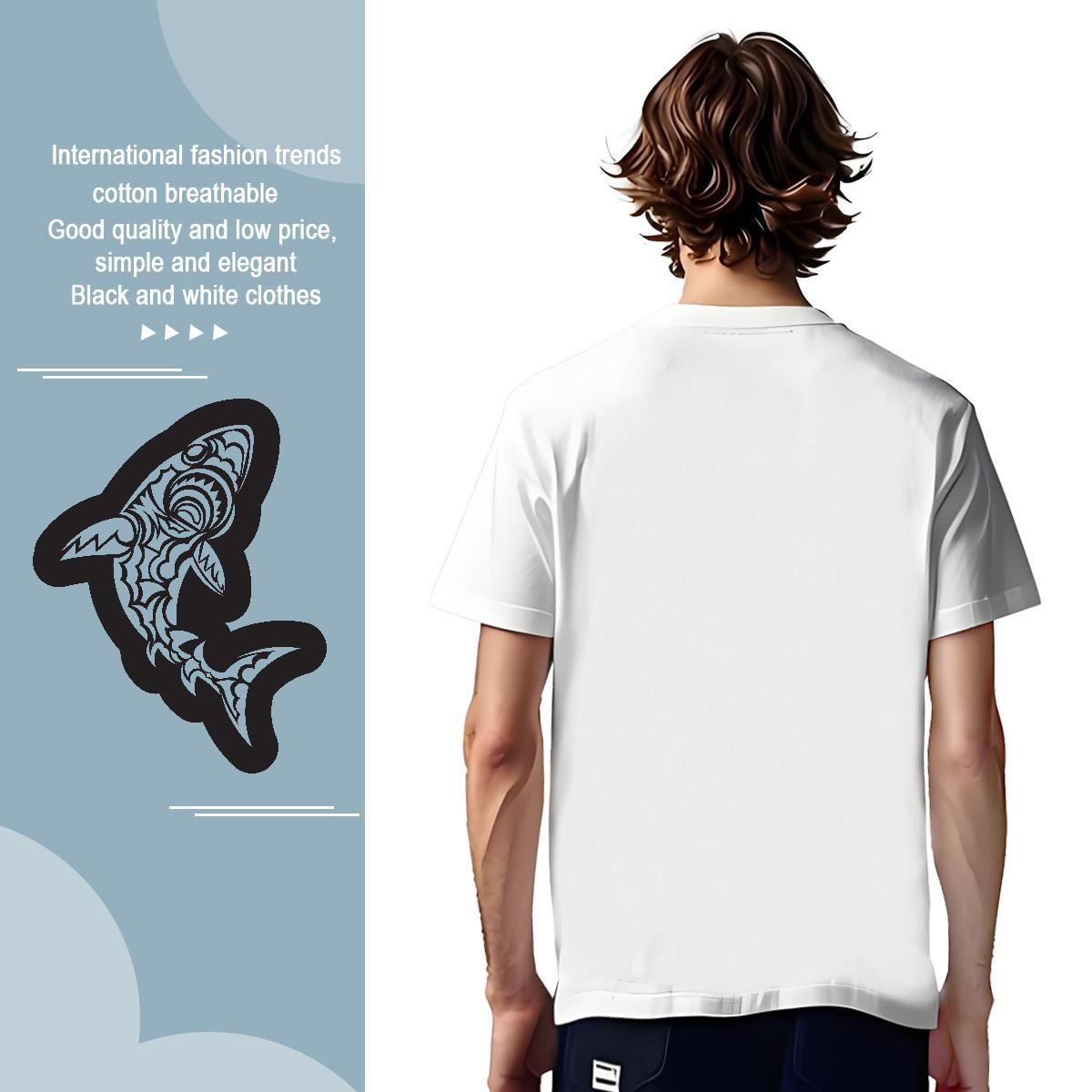 Man T Shirts 230g Pure Cotton fish Outdoor Breathable Short Sleeve Custom Print Plus Size Men Clothes T-Shirt Fashion Casual Loose Fit Tee Shirt