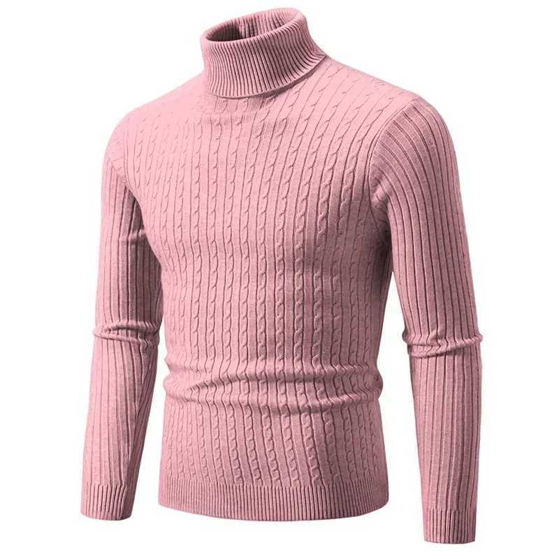Mens High Neck Sweaters 15 Colors Autumn and Winter Solid Color Knitted Warm Turtleneck Pullover Mens SweaterXJ240814
