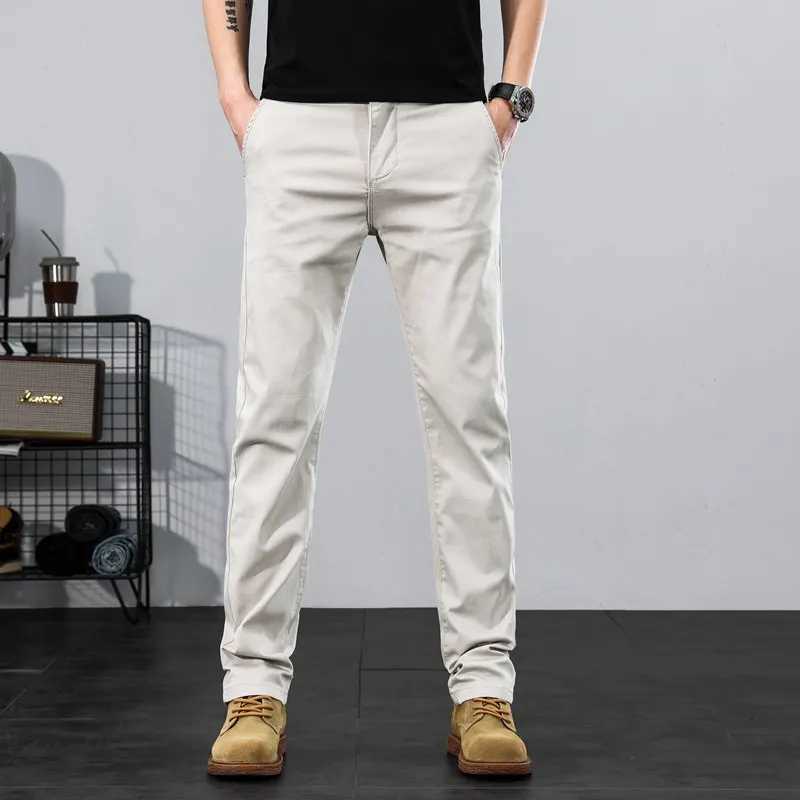 2023 Spring/Summer New Mens Straight Stretch Casual Pants Classic Casual Business Style Cotton Trouser Mens BrandW240725