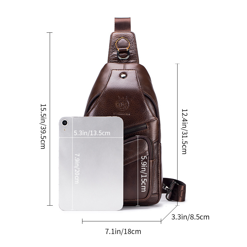 High quality leather crossbody chest bag men's vintage senior layer leather cross border explosive men's front body bag