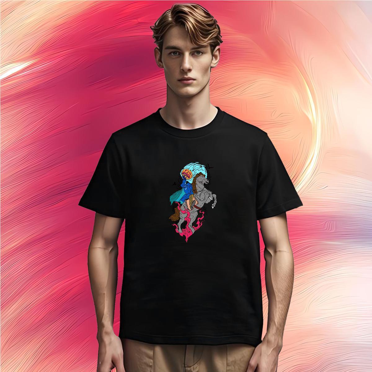 Men T Shirts 230g Pure Cotton horse Casual Daily Wear Breathable Short Sleeve Black White Men Tshirts Brand Comfortable Tops Shirt