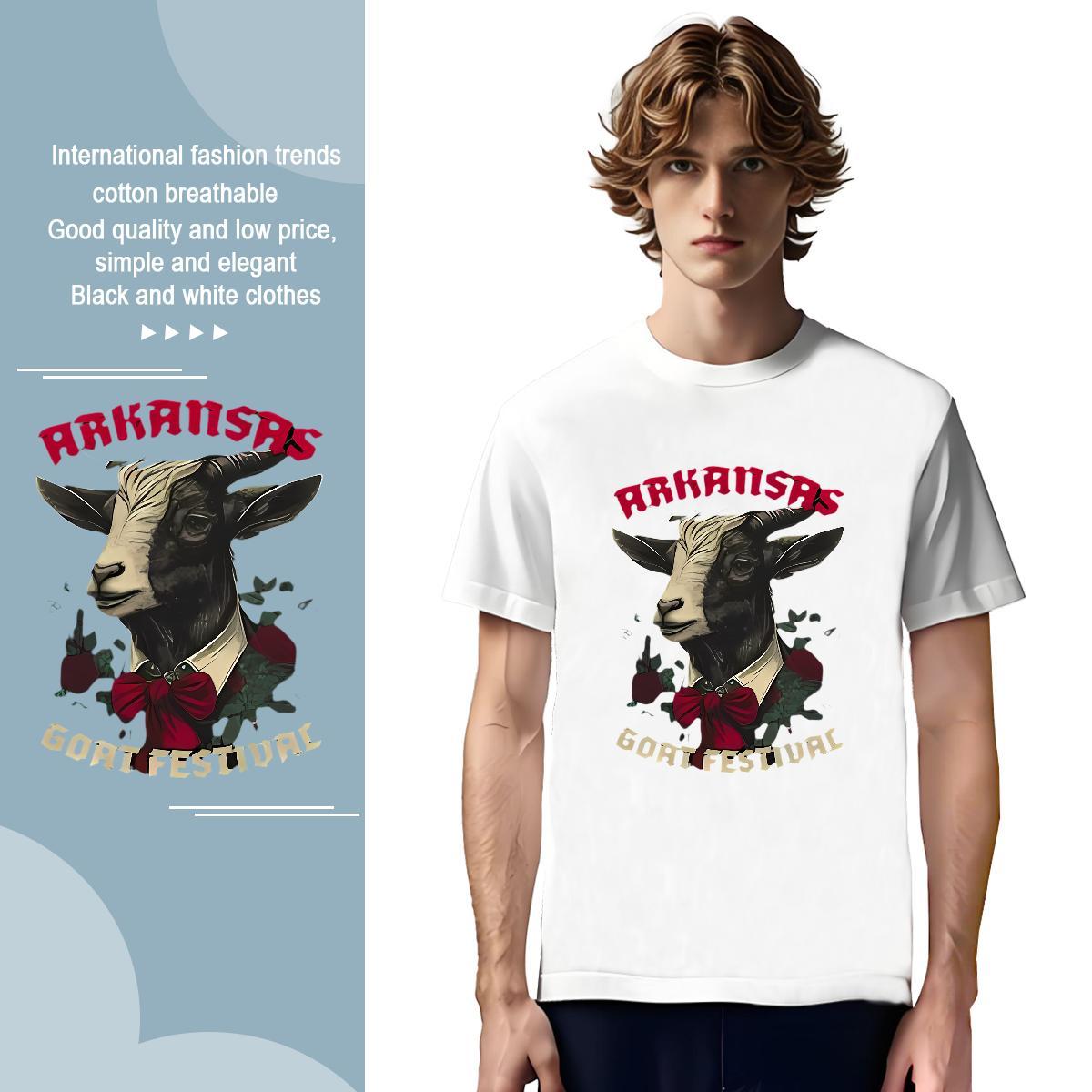 Man T Shirts 230g Pure Cotton sheep Casual Breathable Short Sleeve Cartoon Print Men Tops Tees Fashion Design TOP Quality Clothings