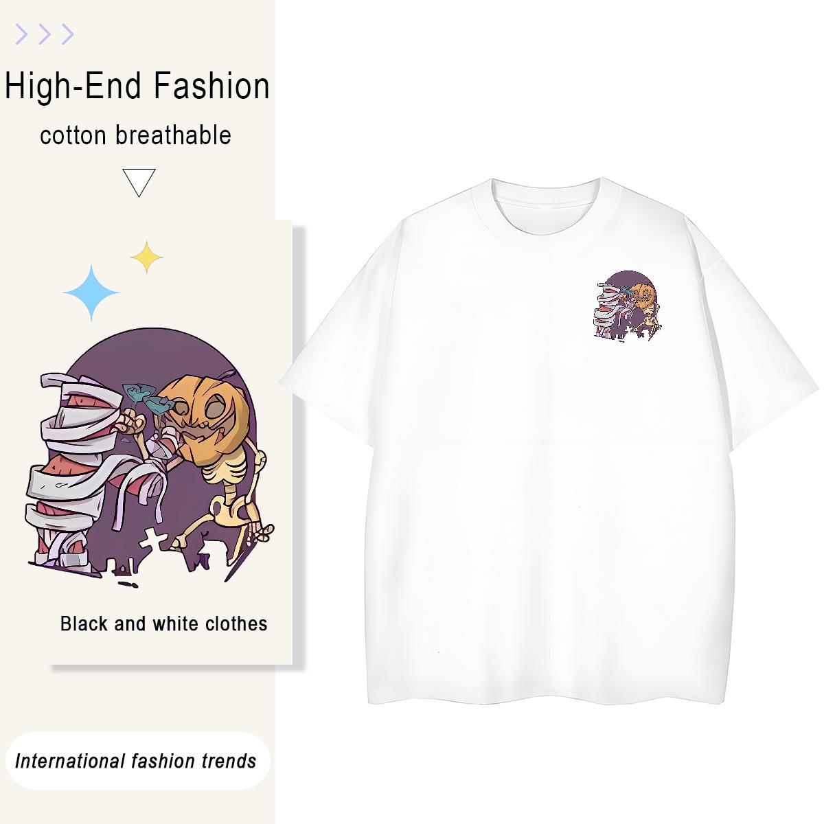 T Shirt For Man 230g Pure Cotton pumpkin Hip Hop Breathable Crew Neck Custom Cartoon Men Tops Tees Designer Loose Clothes
