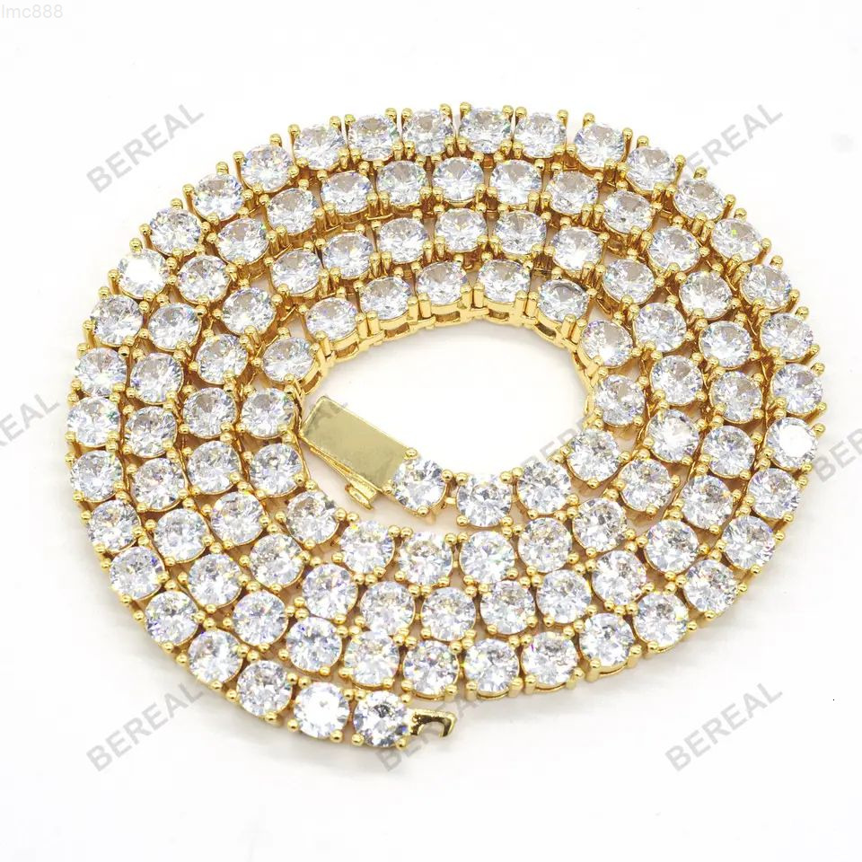 24k Gold Tennis Chain Hot Selling Round Brilliant Cut Lab Grown Diamond Wholesale Tennis Link Chain