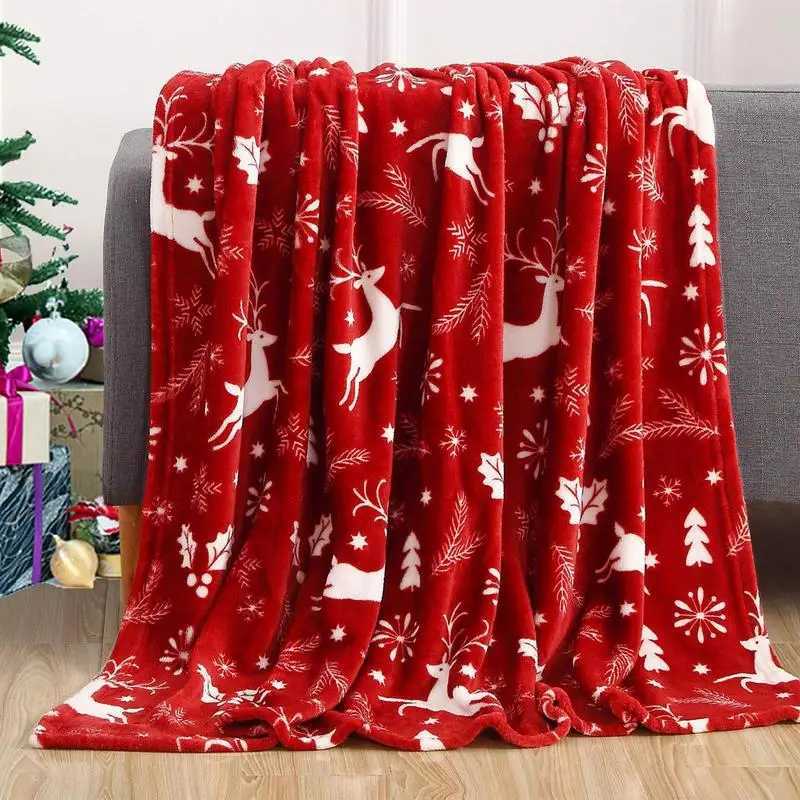 Christmas Theme Fleece Throw Blanket Soft Lightweight Warm for Living Room Bedroom Bed Sofa Couch Kids Adults Gifts Y240815