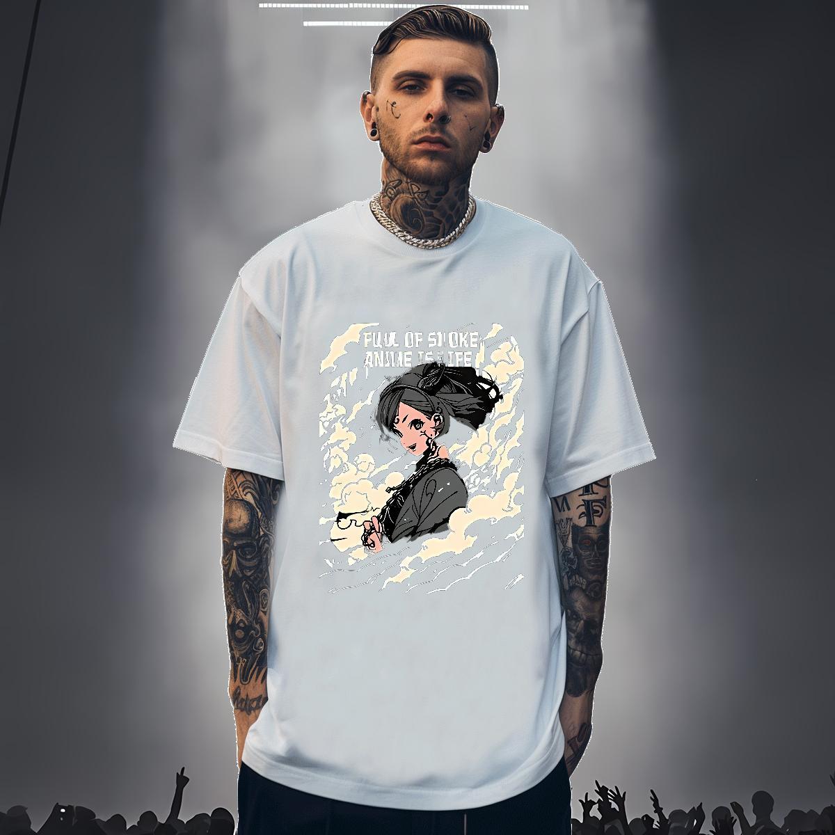 T-Shirts for Men 230g Pure Cotton portrait Outdoor Round Neck Short Sleeve Oversized 4XL Couples T Shirts Fashion Casual Cool Design Wear