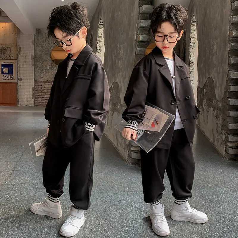 Clothing Sets 2021 New Korean Childrens Clothing for Boy and Girl Childrens Business Suit Leisure Two-Piece Set Student School 4-12 Years