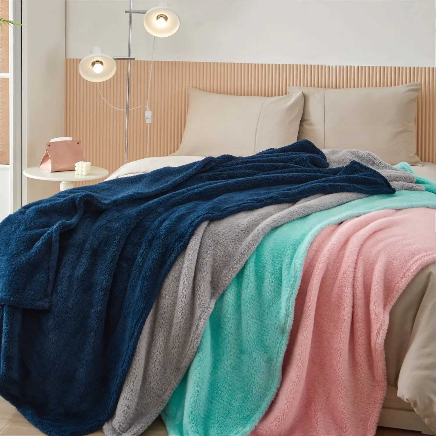 Soft Gray Oversized Fuzzy Throw Blanket for Kids 72 x 50 inches Made of 75% polyester and 25% recycled polyester it feels soft Y240815