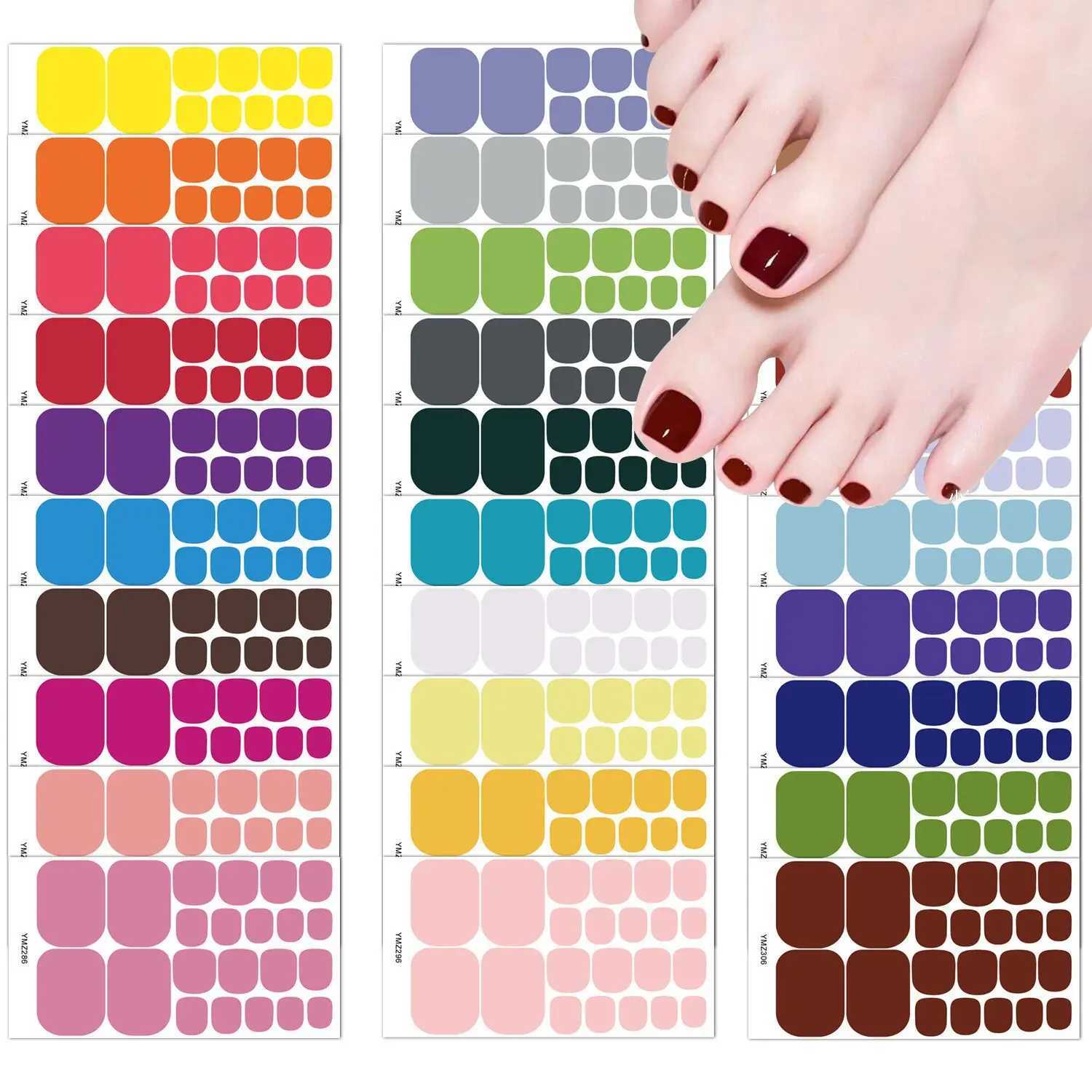 Baking Free European and American Solid Color Toenail Stickers Waterproof Fashion Nail Stickers Manicure DecalsXJ240814