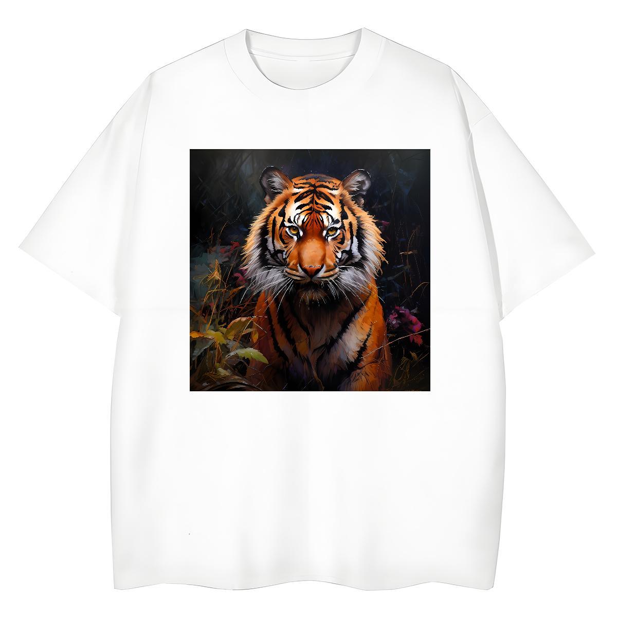 Classic Man T Shirts tiger O-Neck Short Sleeve Home Outdoor Oversized 230g Pure Cotton Tshirt for Man Woman Custom Clothes